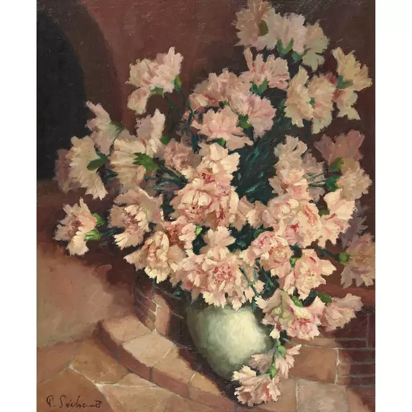 Nelkenstrauss in bauchiger Vase