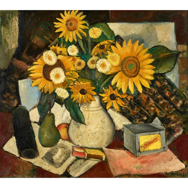 Paul Théophile Robert — Nature morte aux fleurs.