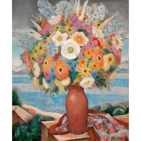 Paul Théophile Robert — Bouquet et paysage.