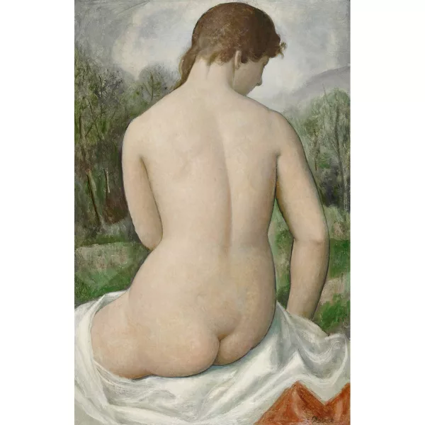 Paul Théophile Robert — Sitzender weiblicher Rückenakt im Freien.