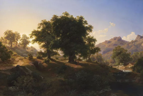 Paul Weber — Weite Gebirgslandschaft im Abendlicht