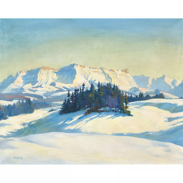 Paul Wyss — Westansicht der Schrattenfluh an einem sonnigen Wintertag.