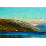 Blick über den Thunersee auf Merligen