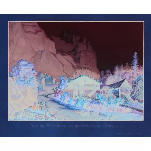 Peter Birmann — "Vue du Wetterhorn en descendant la Scheideck".