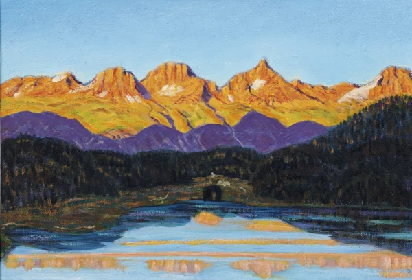 Peter Robert Berry — Sonnenuntergang am St. Moritzersee mit Blick auf Piz Languard