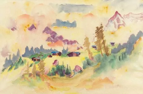 PHILIPP BAUKNECHT — Davoser Landschaft mit 3 grossen Fichten. — Koller Auktionen