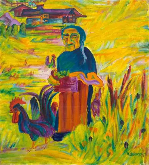 PHILIPP BAUKNECHT — Alte Bäuerin mit Hühnern. Um 1920. — Koller Auktionen