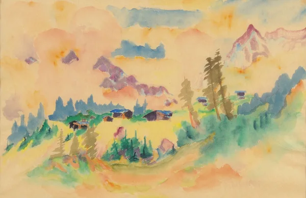 Philipp Bauknecht — Davoser Landschaft mit drei grossen Fichten