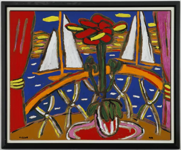 Philippe Visson — Philippe Visson (1942), \Balcon sur la mer\, huile
