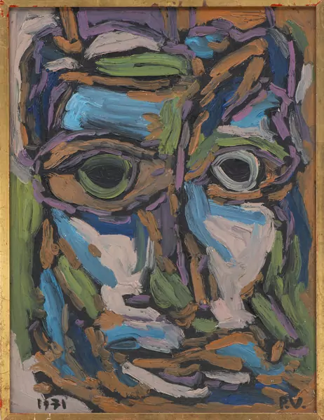 Philippe VISSON (1942-2008), "Visage", huile signée et datée 1971 — DognyAuction