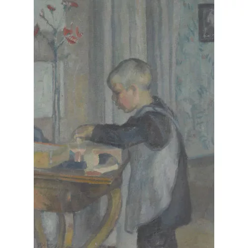 Philippe Zysset — Interieur mit spielendem Knaben.