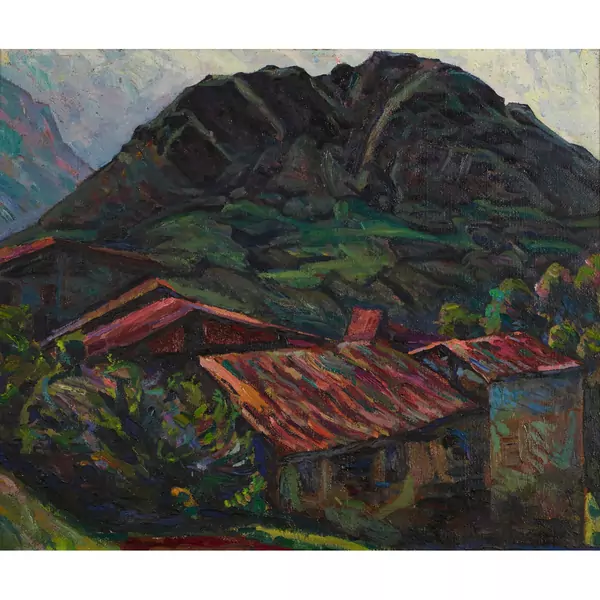 Berglandschaft mit einem Dorf
