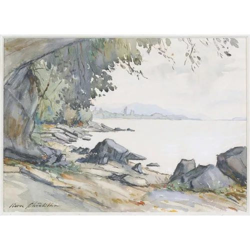 Pierre Châtillon — Seeuferpartie mit felsigem Strand.