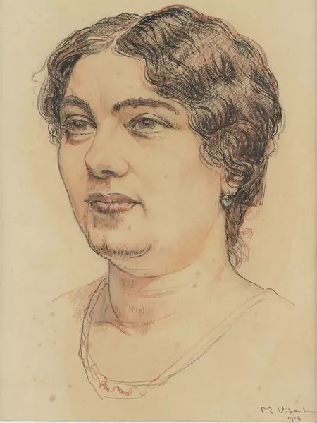 Pierre Eugène VIBERT (1875-1937), Portrait de femme, sanguine et aquarelle — DognyAuction