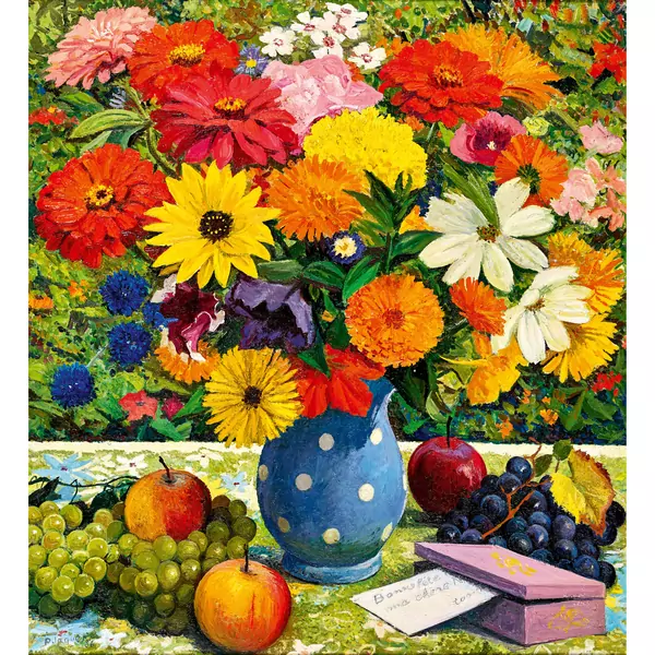 "Bouquet dans pot bleu"
