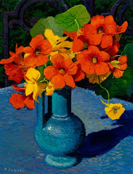 Capucines dans un vase bleu, 1955