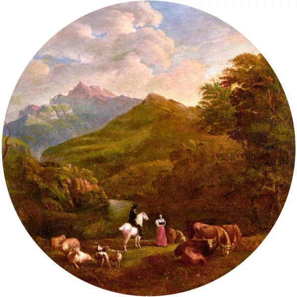 Pierre-Louis De la Rive — La Dent du Midi et la montagne d'Outreviese en Valais, au soleil couchant.