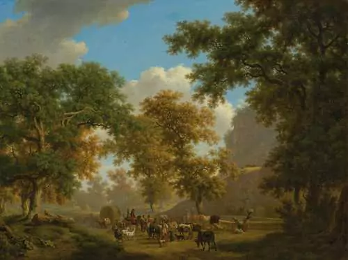 PIERRE-LOUIS DE LA RIVE — Chemin animé et grand abreuvoir au pied de rochers escarpés. 1792. — Koller Auktionen