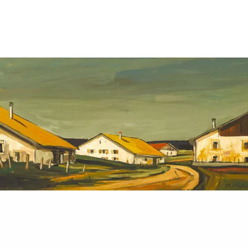 Pierre Michel — Juralandschaft mit Häusern.