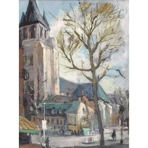 Pierre Stampfli — Strassenpartie bei Saint-Germain-des-Prés in Paris.