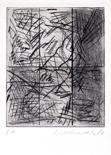 Pierre Haubensak — 4 Blätter: Ohne Titel, 1978 (3); Ohne Titel, 1980