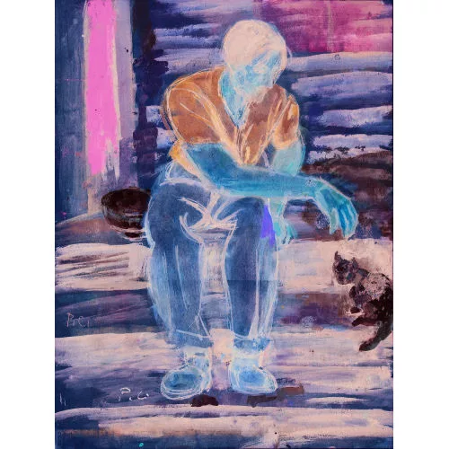 Pietro Chiesa — Mann mit weisser Katze.