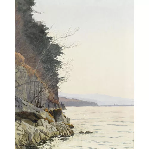 Plinio Colombi — Seepartie mit schroffen Felsen.