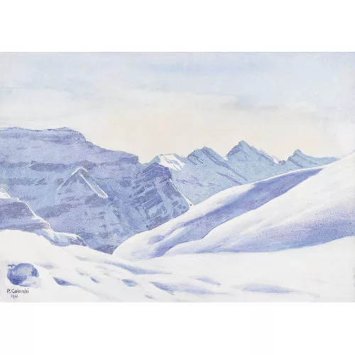 Plinio Colombi — Winterliche Hochgebirgspartie im Sonnenschein.