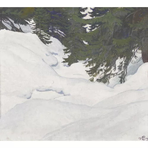 Plinio Colombi — Waldpartie mit Tiefschnee.