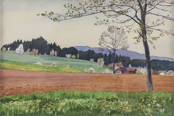 Plinio Colombi (1873-1951), "Ferme au milieu des pâturages" — DognyAuction