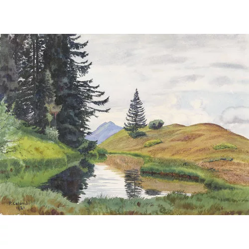 Plinio Colombi — Sommerlicher Weiher in den Alpen.