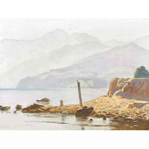 Plinio Colombi — Sommerliche Uferpartie am Thunersee.