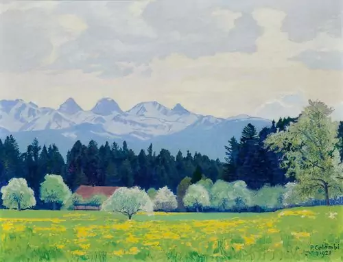 COLOMBI, PLINIO — Spring near Kirchdort with the Gantrisch. 1922. — Koller Auktionen