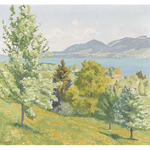 Plinio Colombi — Frühlingslandschaft bei Spiez.