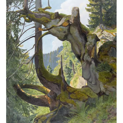 Sommerlicher Berghang mit Bäumen
