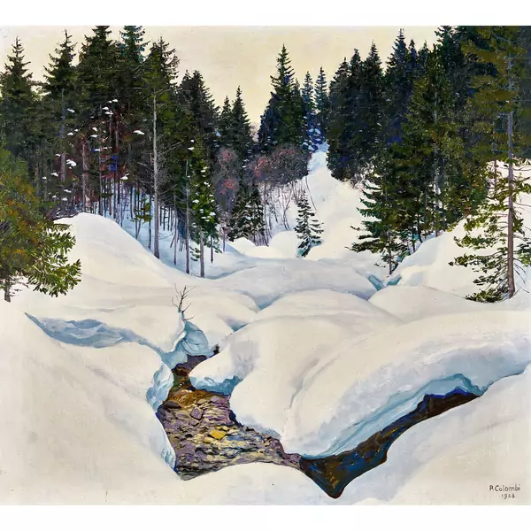 Verschneite Bachlandschaft