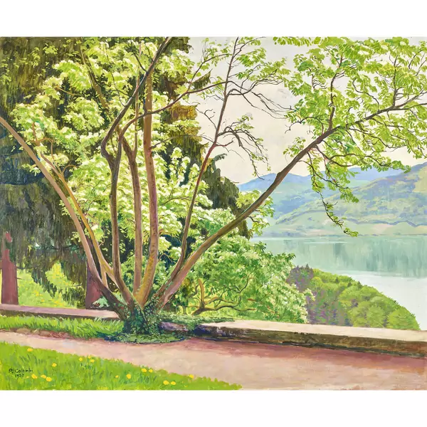 Blick aus dem Atelier des Künstlers in Spiez