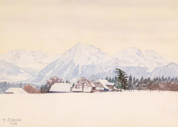 Winterlandschaft im Bernbiet mit Niesen. 1916