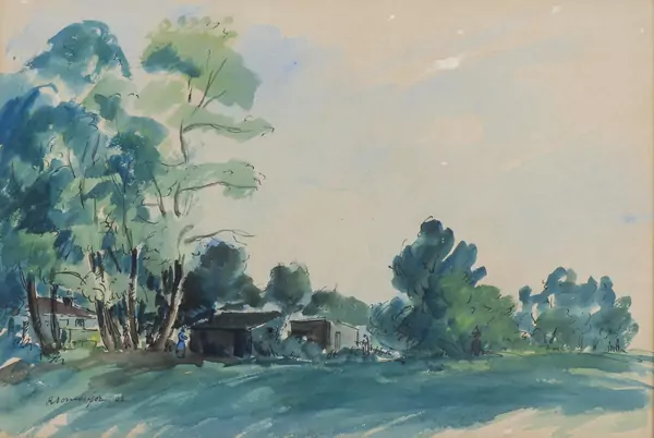 Raoul DOMENJOZ (1896-1978), "Bois de Boulogne", aquarelle — DognyAuction