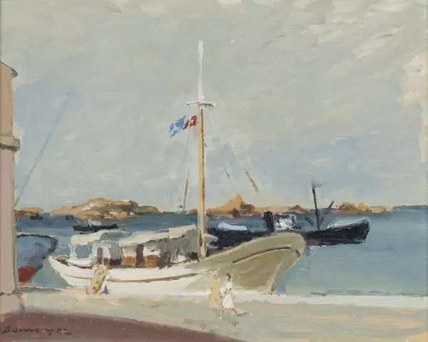 Raoul DOMENJOZ (1896-1978), 'Bateau au port', huile — DognyAuction