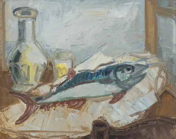 Raoul DOMENJOZ (1896-1978), 'Nature-morte au poisson', huile — DognyAuction