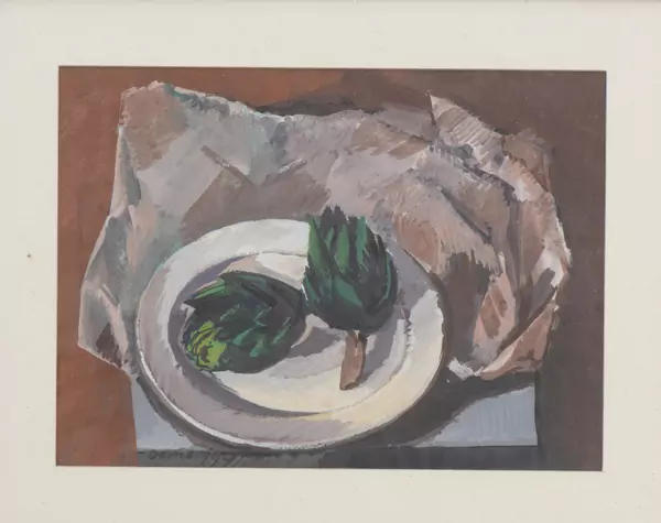 Raoul DOMENJOZ (1896-1978), 'Nature-morte aux artichauts', gouache — DognyAuction
