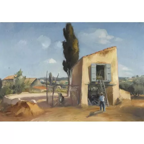 Landschaftspartie mit Bauern