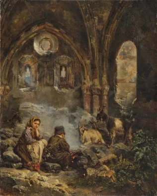 Raphael Ritz — Hirtenkinder in der Kapelle von Schloss Tourbillon bei Sitten, 1872