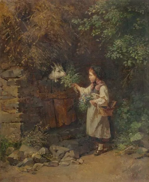 RAPHAEL RITZ — Mädchen und Ziege. 1883. — Koller Auktionen