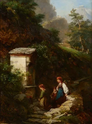 Raphael Ritz — Kinder vor dem Bildstöcklein, 1870
