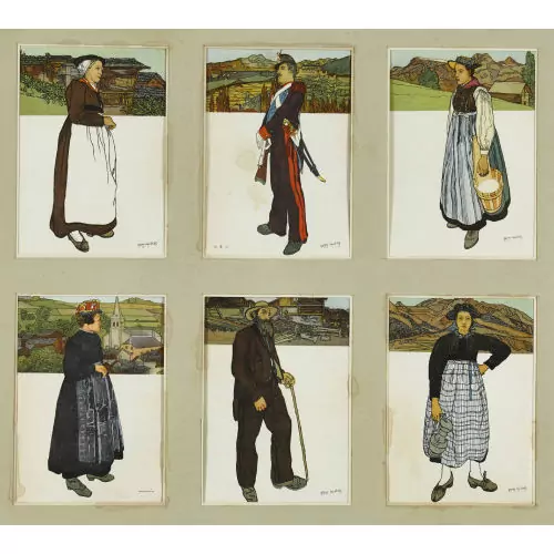 Sechs Walliser Trachtenfiguren