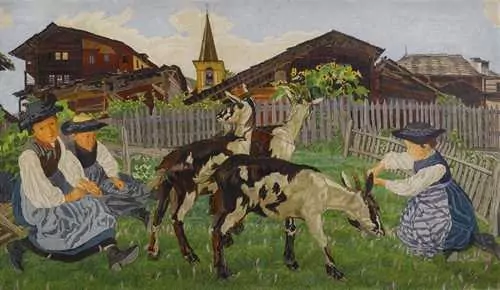 RAPHY DALLEVES — Ziegen vor Bauernhäusern. 1911. — Koller Auktionen