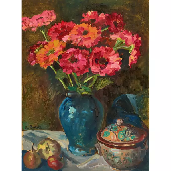 Zinnien in Vase