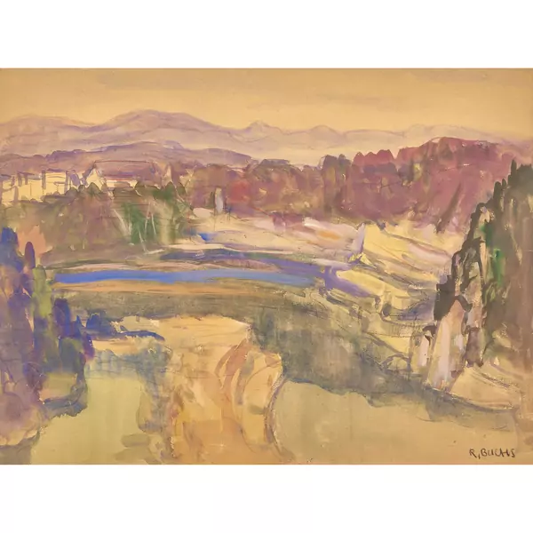 Weite Landschaft mit Bergkette